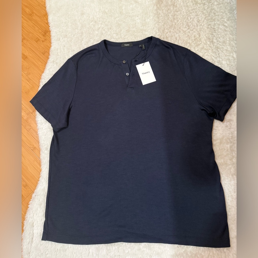Theory Men's Dark Blue Short Sleeve Henley
